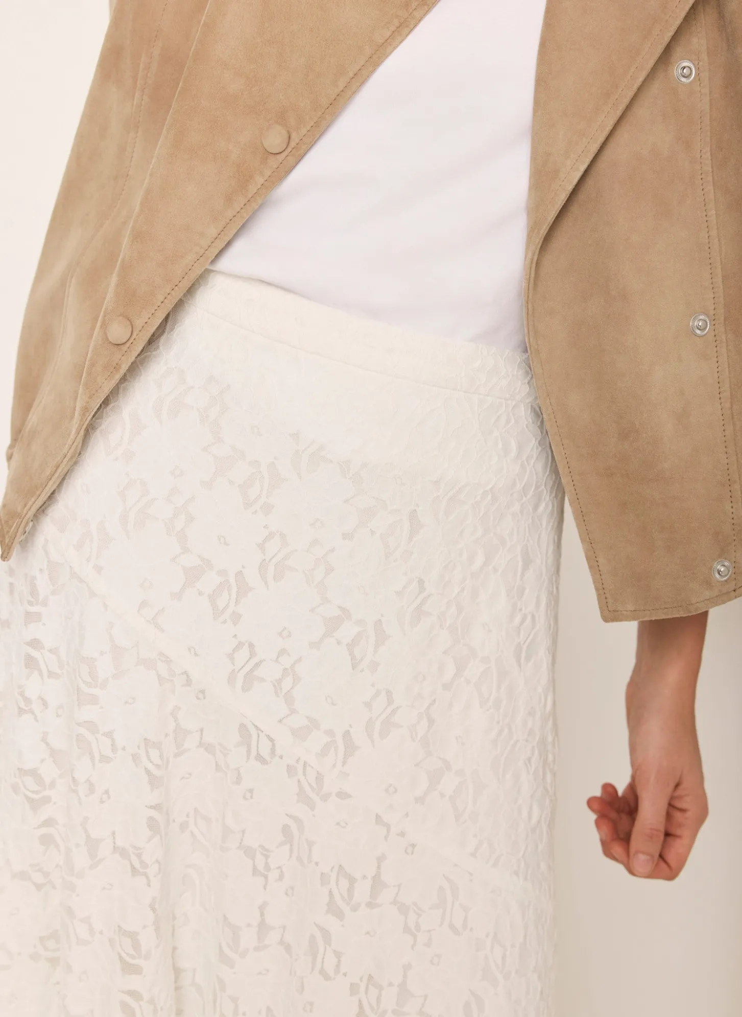 Cream Lace Asymmetric Skirt