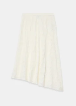 Cream Lace Asymmetric Skirt