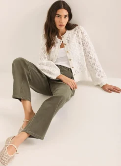 Cream Lace Cotton Blend Jacket