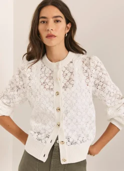 Cream Lace Cotton Blend Jacket