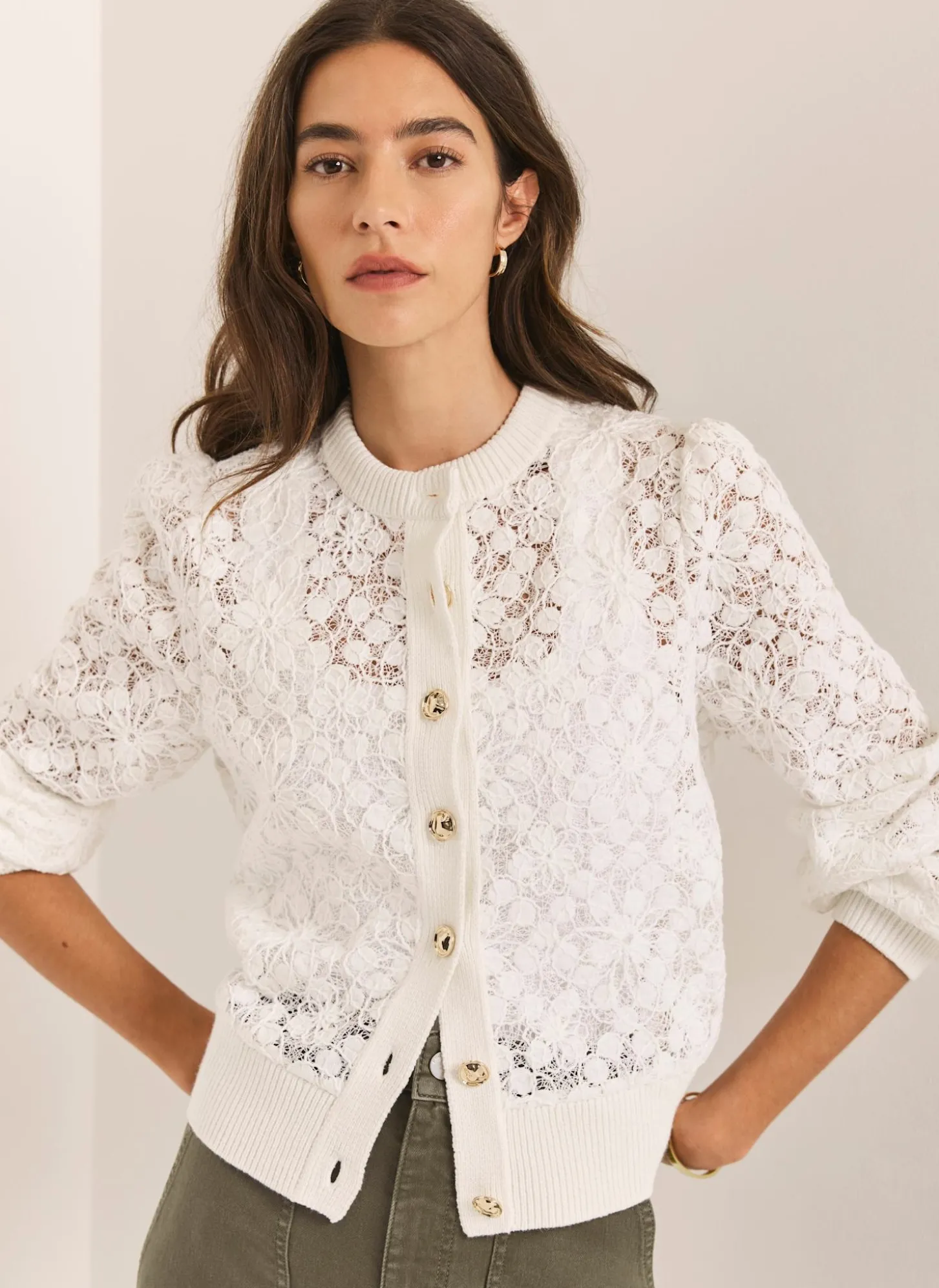Cream Lace Cotton Blend Jacket