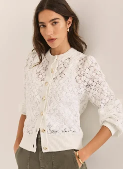 Cream Lace Cotton Blend Jacket