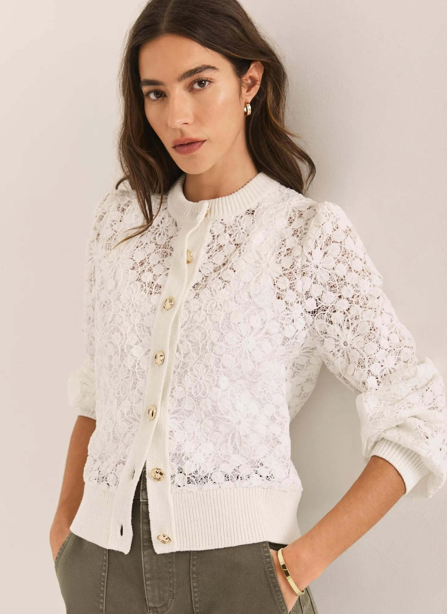 Cream Lace Cotton Blend Jacket