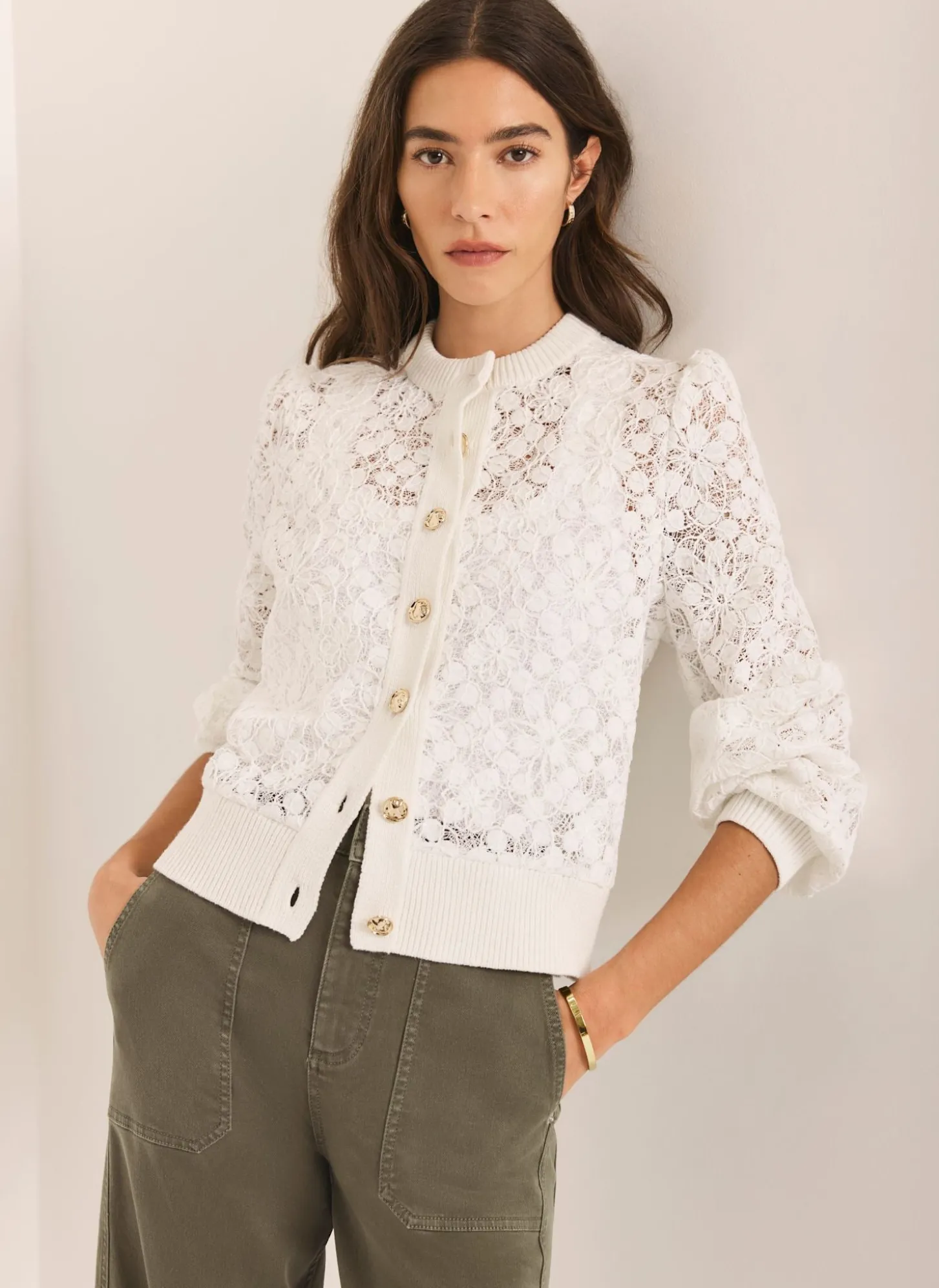 Cream Lace Cotton Blend Jacket