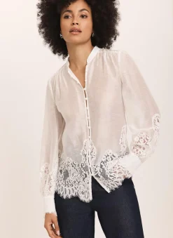 Cream Lace Detail Blouse