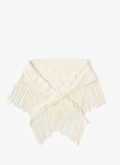 Cream Lace Fringe Cover Up Scarf