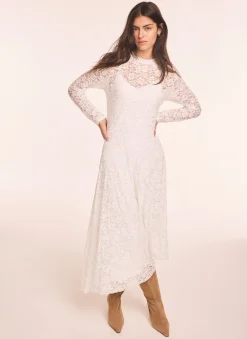 Cream Lace Full Asymmetric Midi Dress