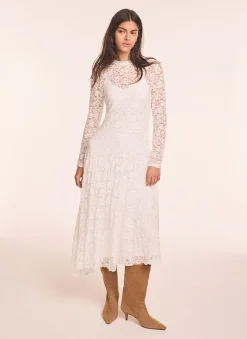 Cream Lace Full Asymmetric Midi Dress