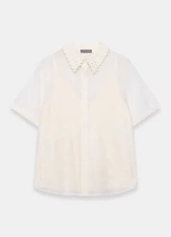 Cream Lace Layered Shirt
