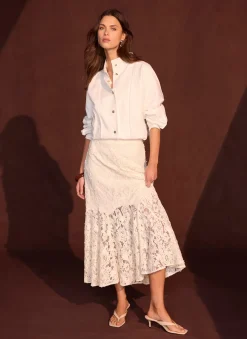 Cream Lace Maxi Skirt