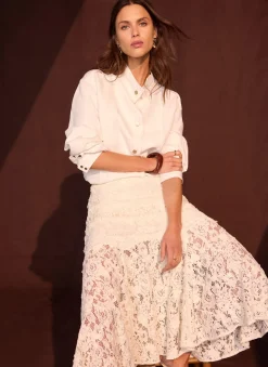 Cream Lace Maxi Skirt