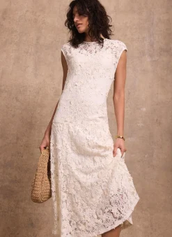 Cream Lace Midi Dress