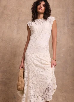 Cream Lace Midi Dress