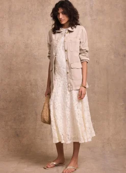 Cream Lace Midi Dress