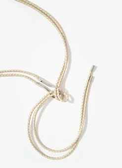 Cream Leather Tie Waist Belt