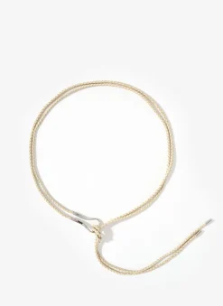 Cream Leather Tie Waist Belt