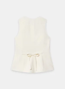 Cream Linen Blend Longline Waistcoat