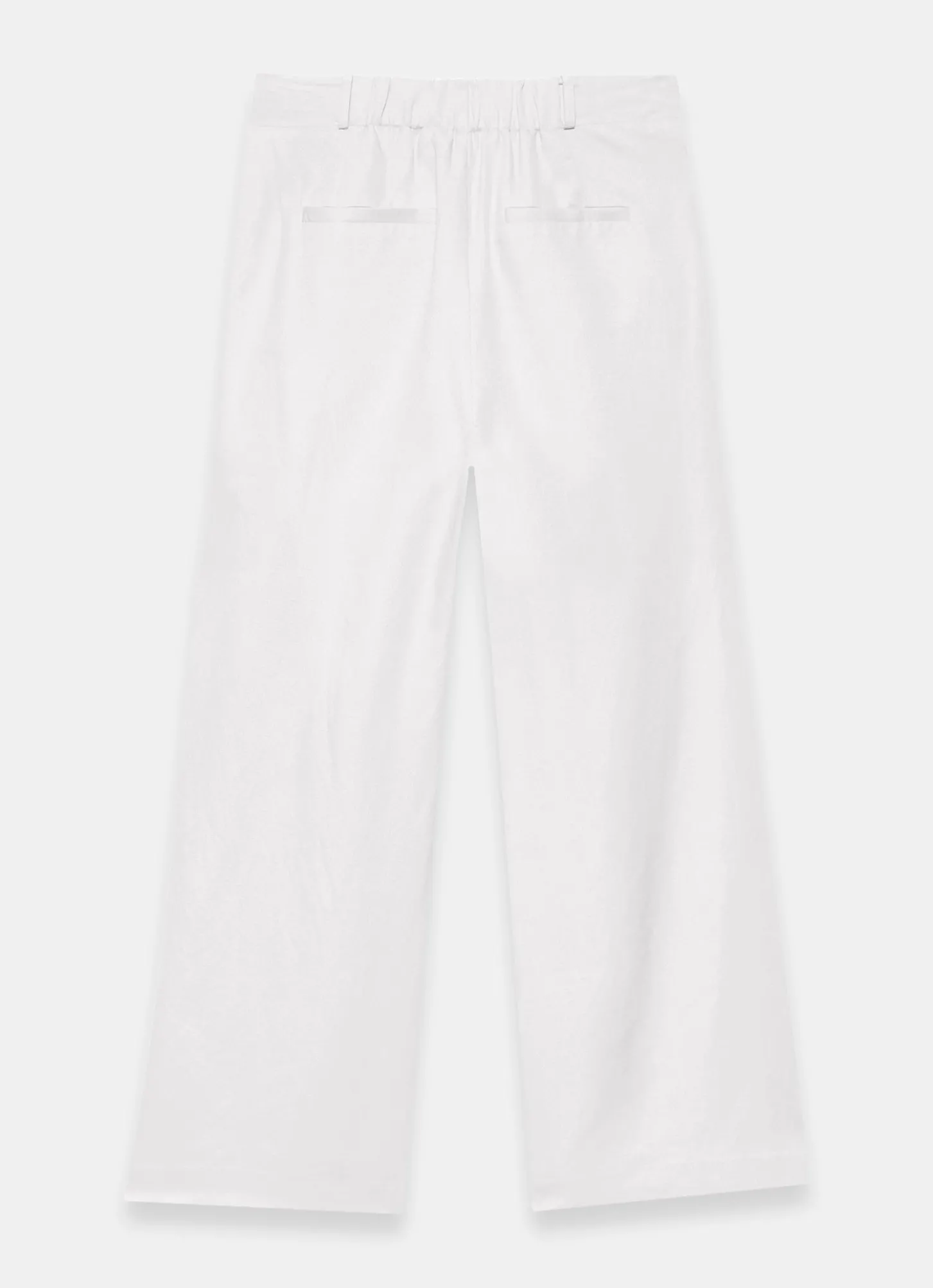 Cream Linen Blend Pleated Wide Leg Trousers