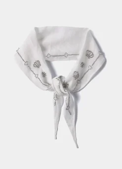 Cream Linen Embellished Neck Scarf