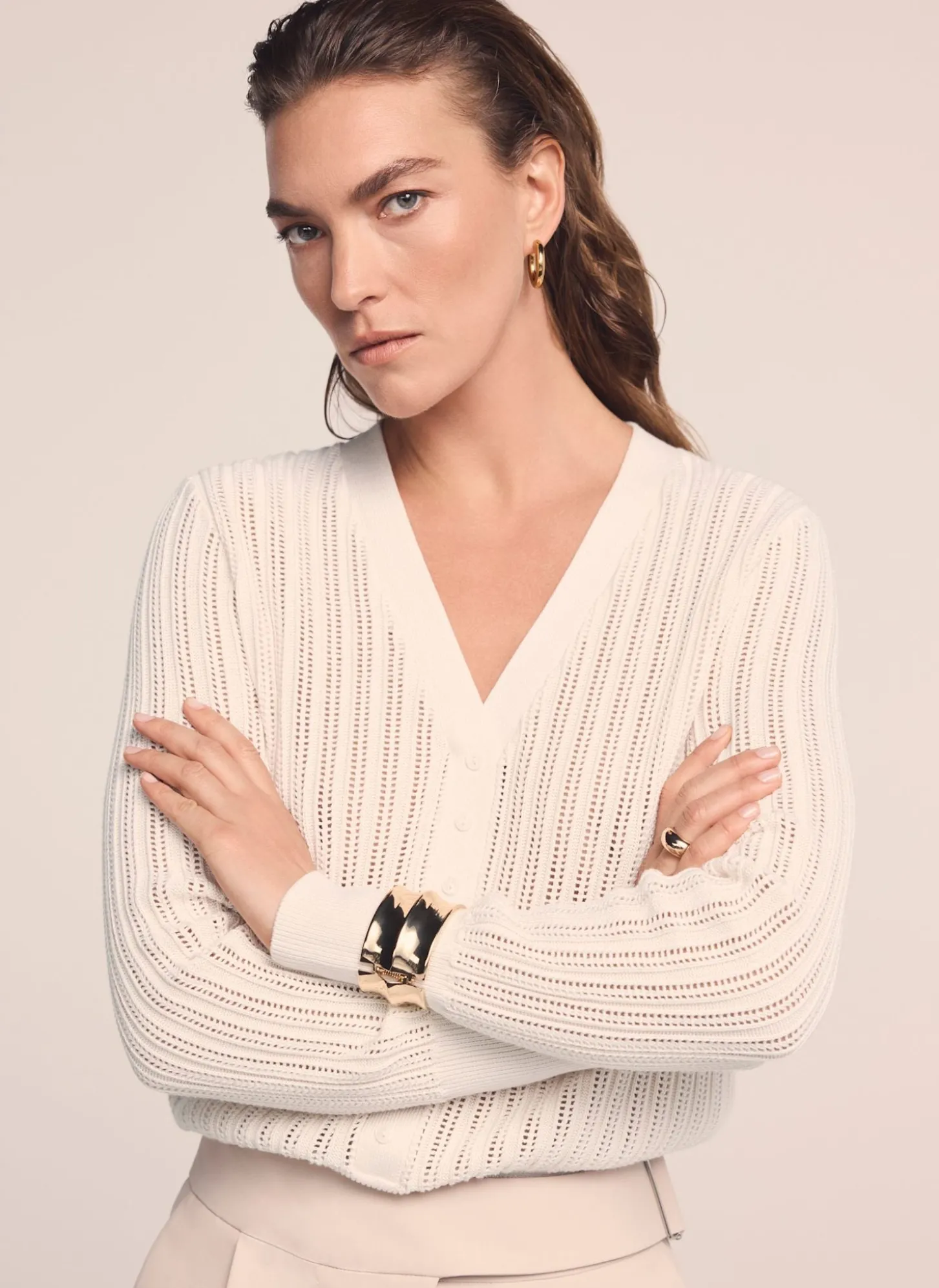 Cream Open Knit Top