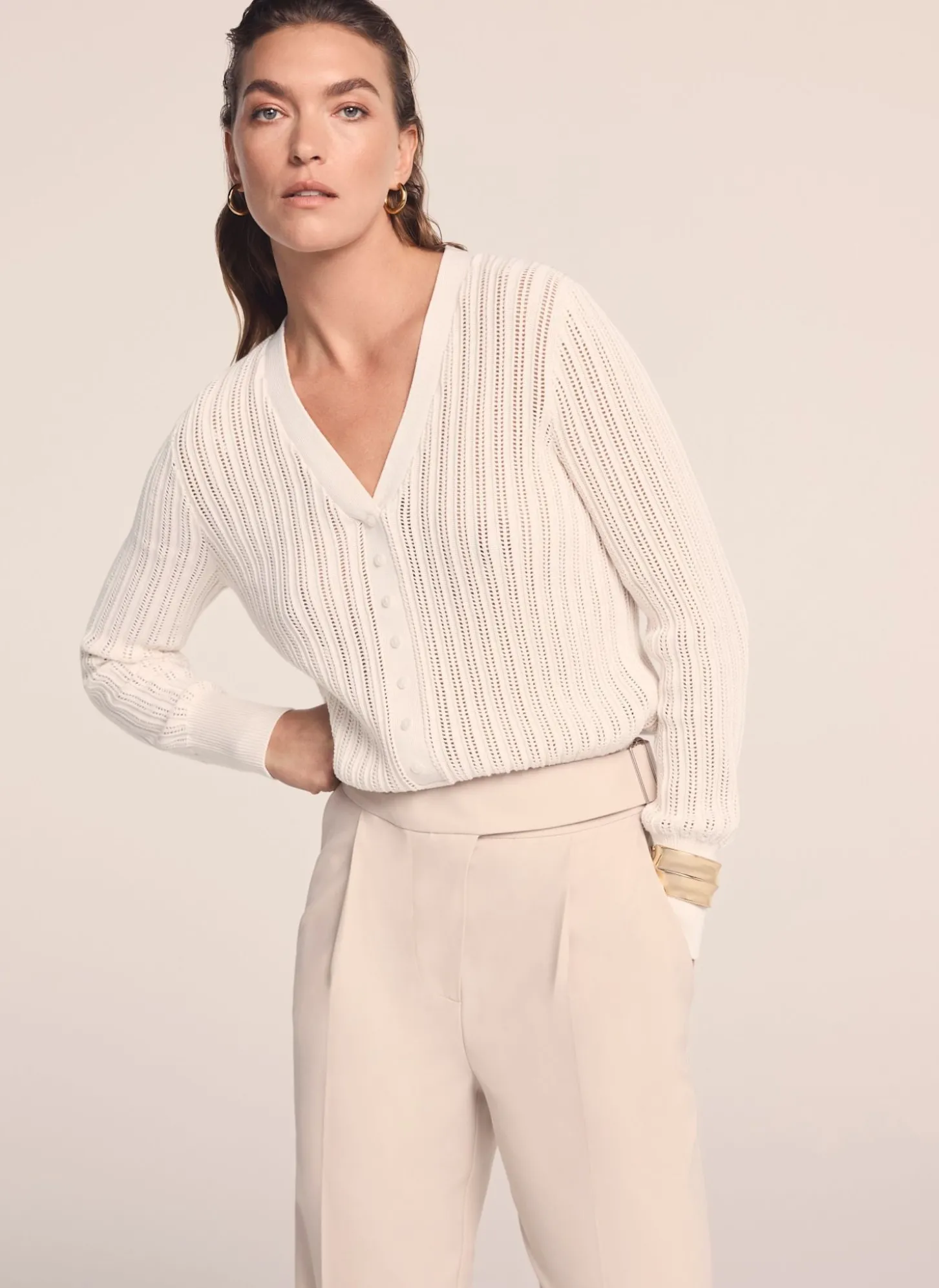 Cream Open Knit Top