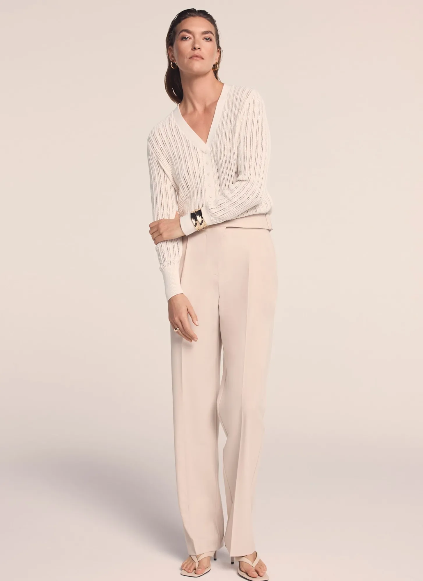 Cream Open Knit Top