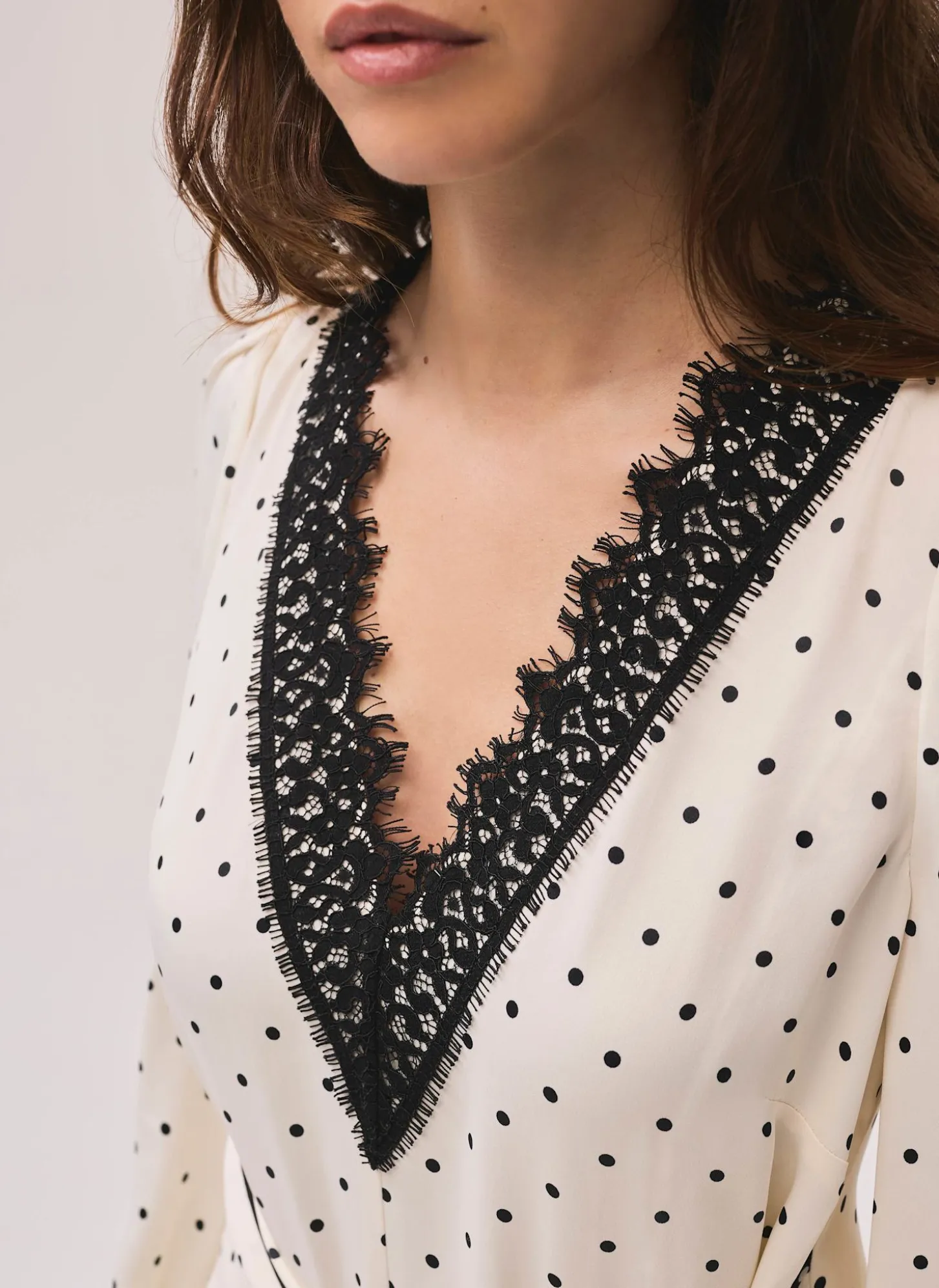 Cream Polka Dot Tie Maxi Dress