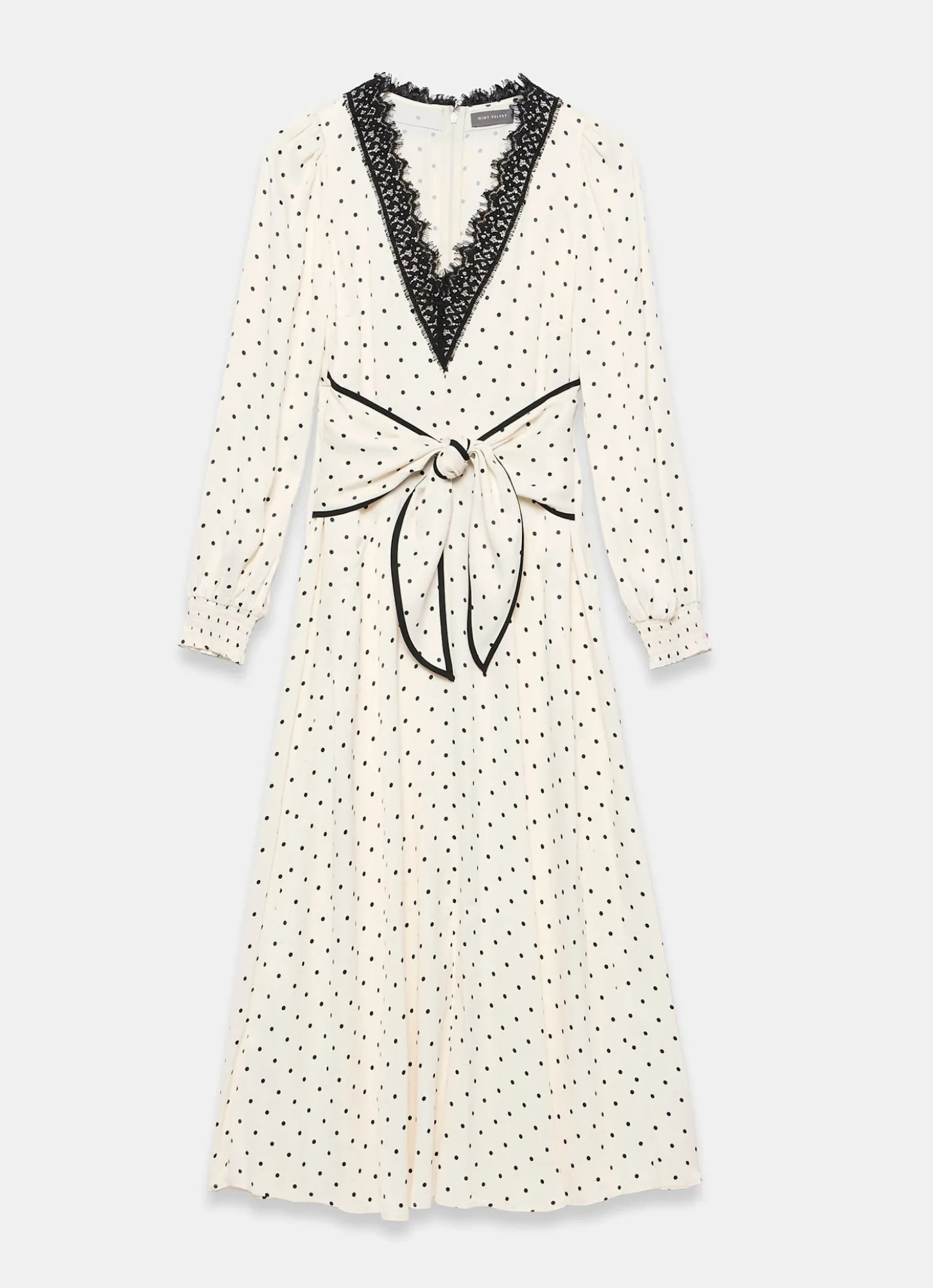 Cream Polka Dot Tie Maxi Dress