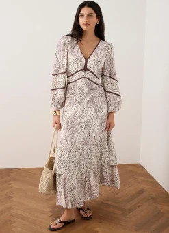 Cream Printed Boho Maxi Dress
