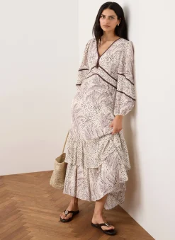 Cream Printed Boho Maxi Dress