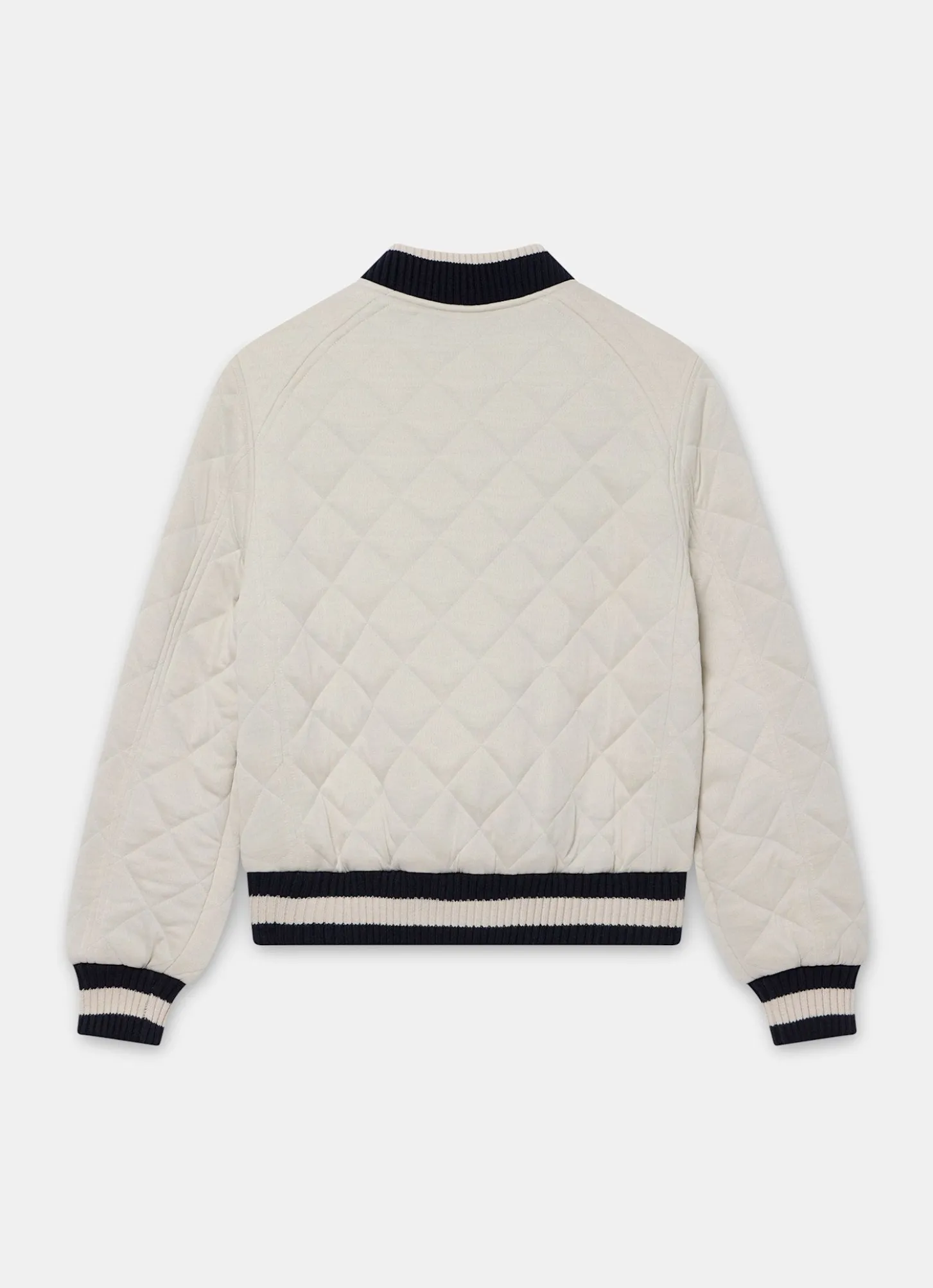 Cream Quilted Bomber Jacket