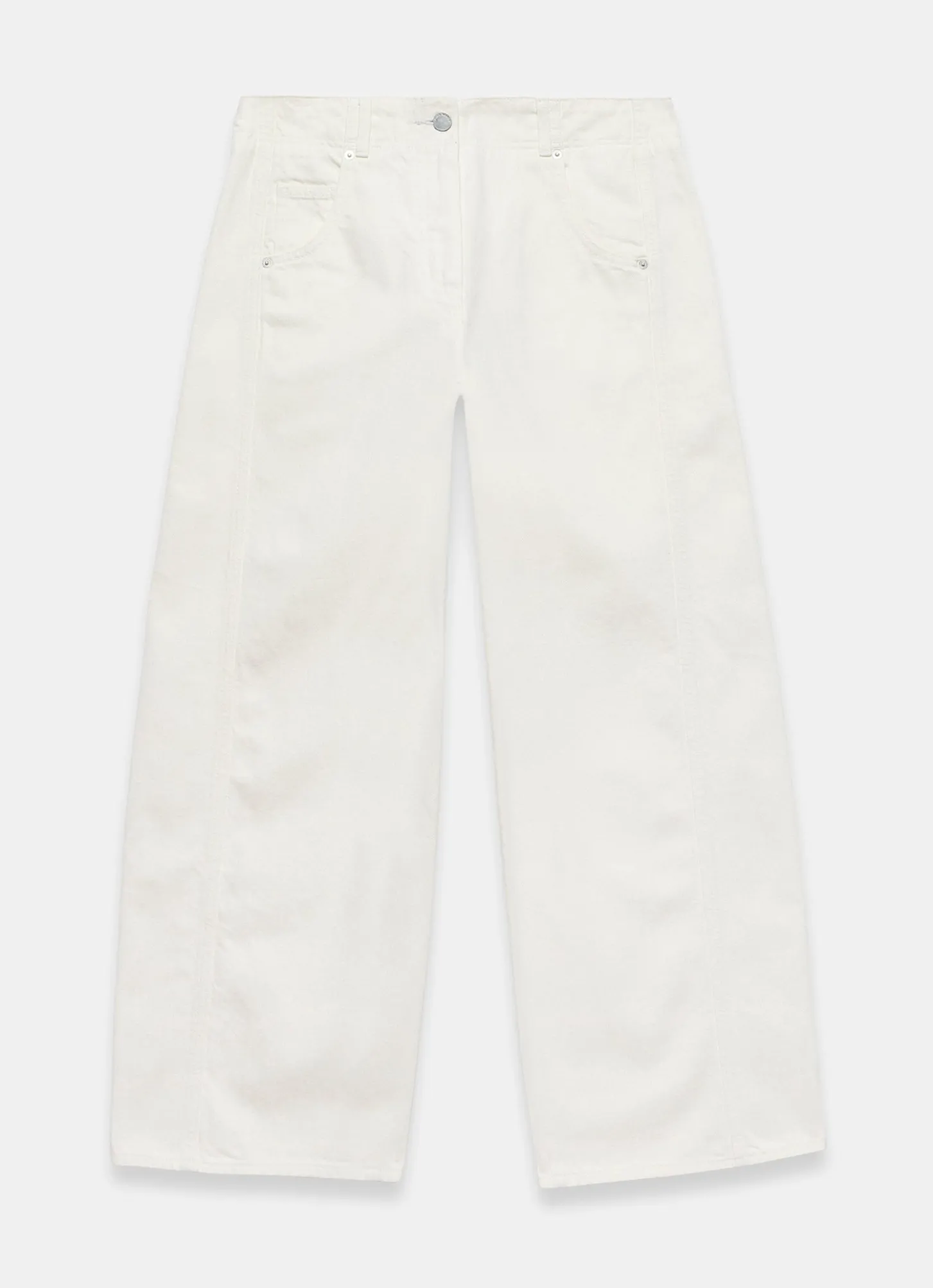 Cream Relaxed Wide Leg Jeans