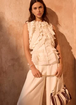 Cream Ruffle Detail Top