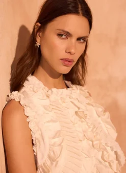 Cream Ruffle Detail Top