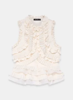 Cream Ruffle Detail Top