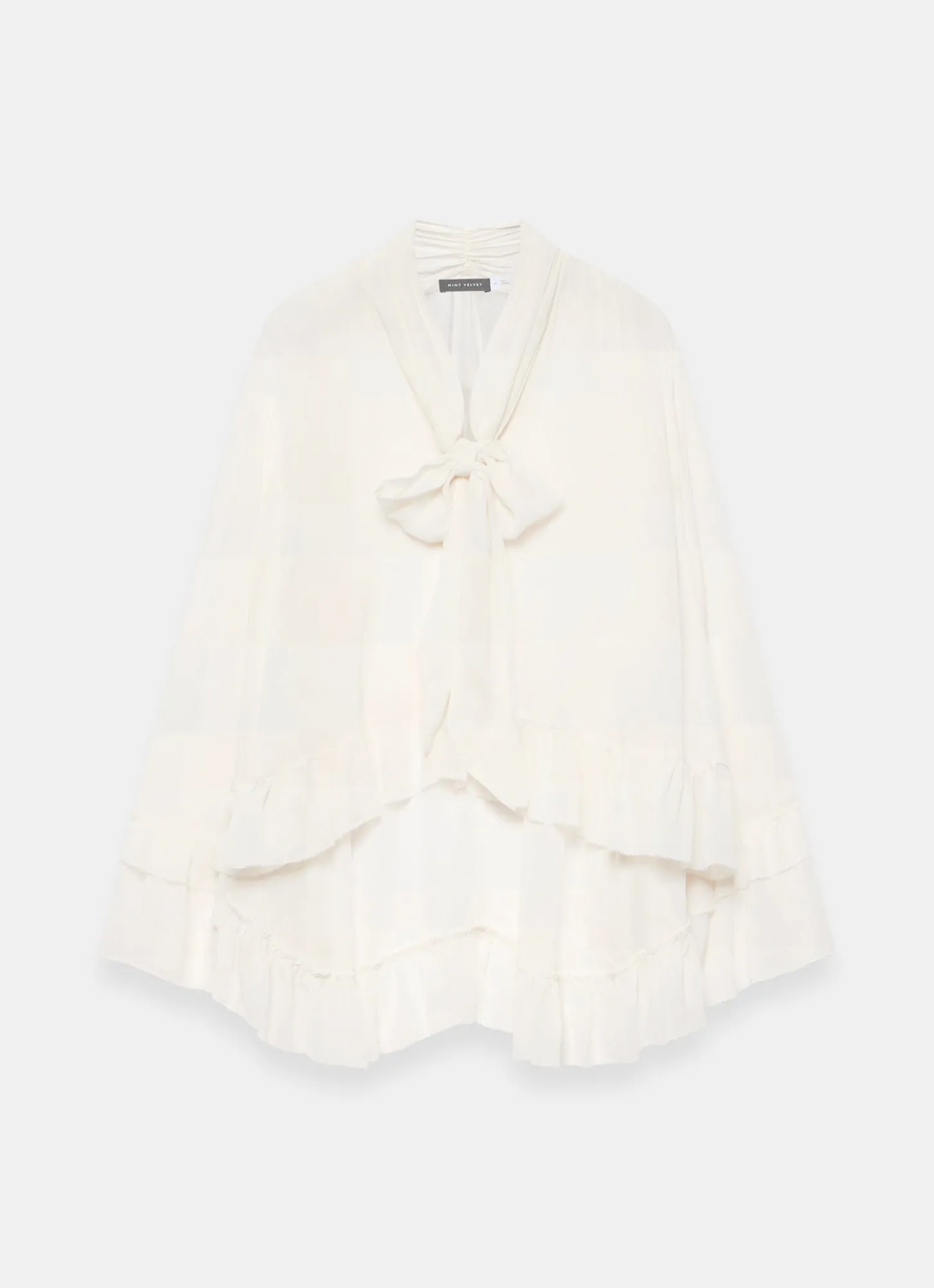 Cream Ruffle Tie Detail Blouse