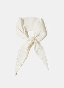 Cream Satin Lace Trim Scarf