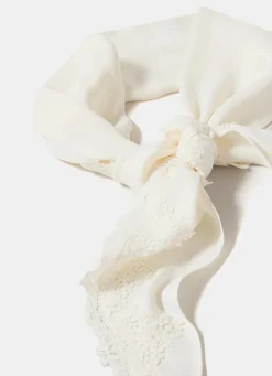 Cream Satin Lace Trim Scarf