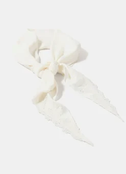 Cream Satin Lace Trim Scarf