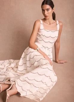 Cream Spot Print Maxi Dress