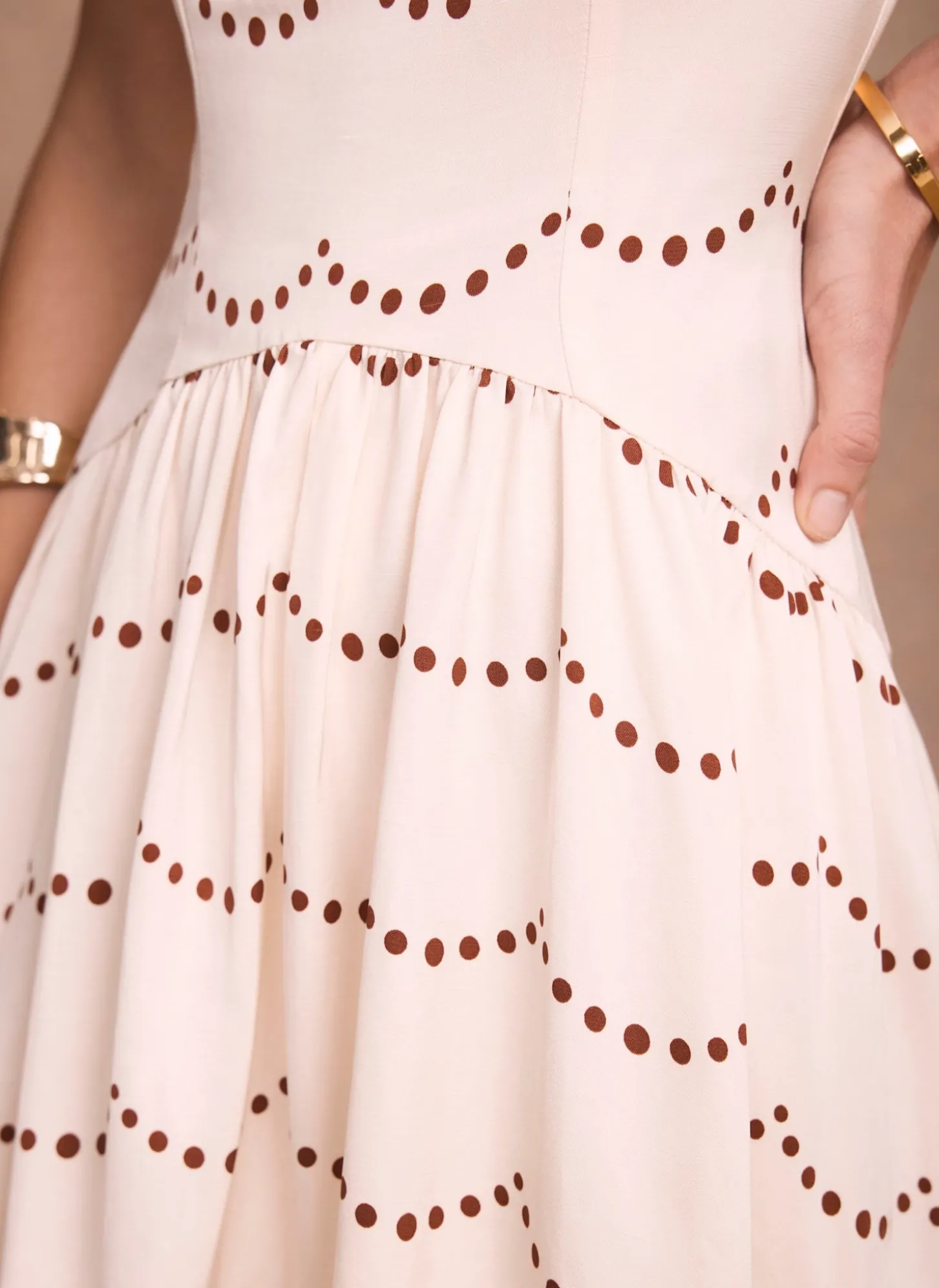 Cream Spot Print Maxi Dress