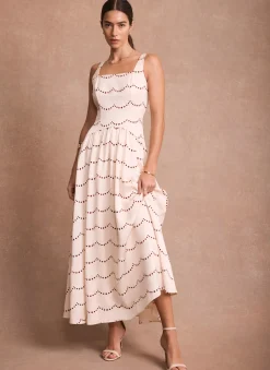 Cream Spot Print Maxi Dress