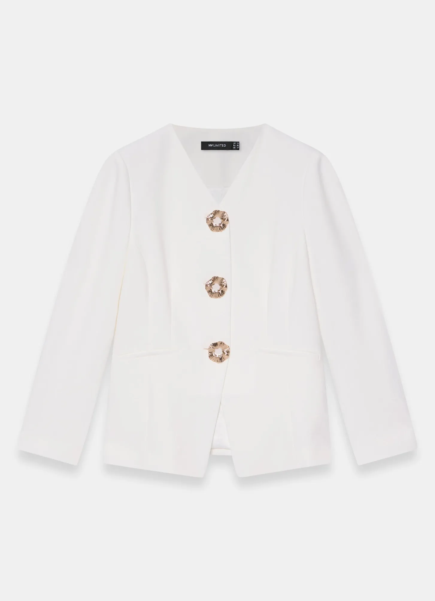 Cream Statement Button Sculpted Jacket