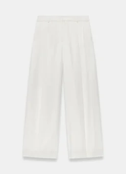 Cream Tailored Wide Leg Trousers