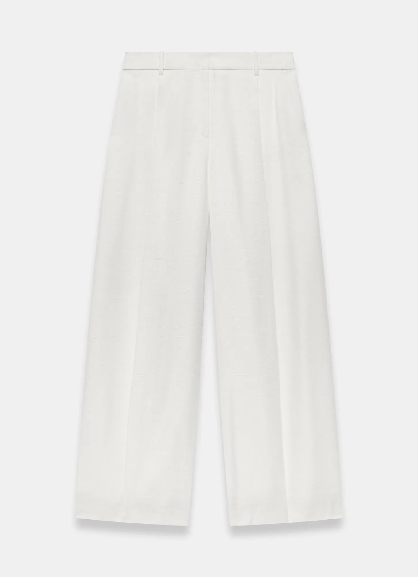 Cream Tailored Wide Leg Trousers