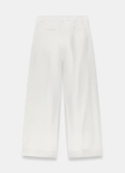 Cream Tailored Wide Leg Trousers