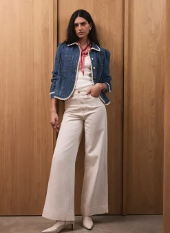 Cream Wide Leg Jeans