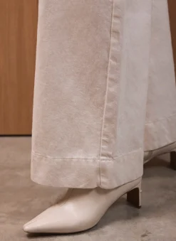 Cream Wide Leg Jeans