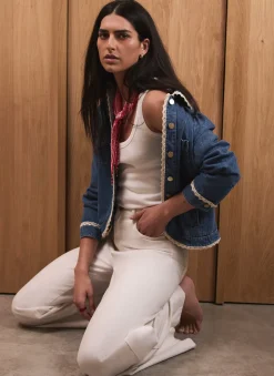 Cream Wide Leg Jeans