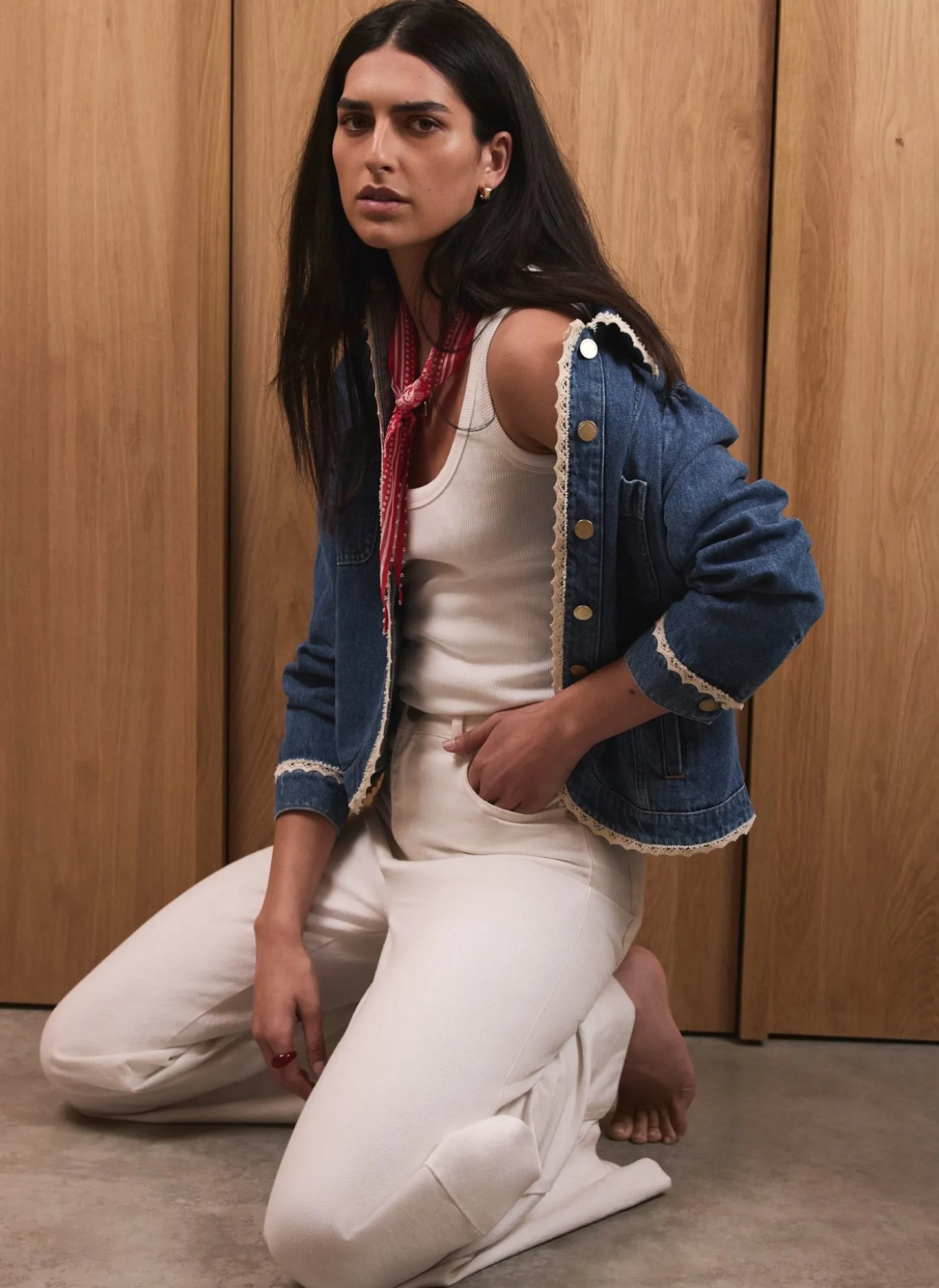 Cream Wide Leg Jeans